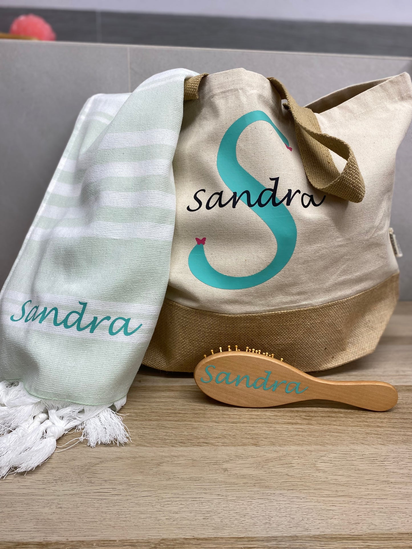 Pack verano bolsa, toalla y peine personalizado