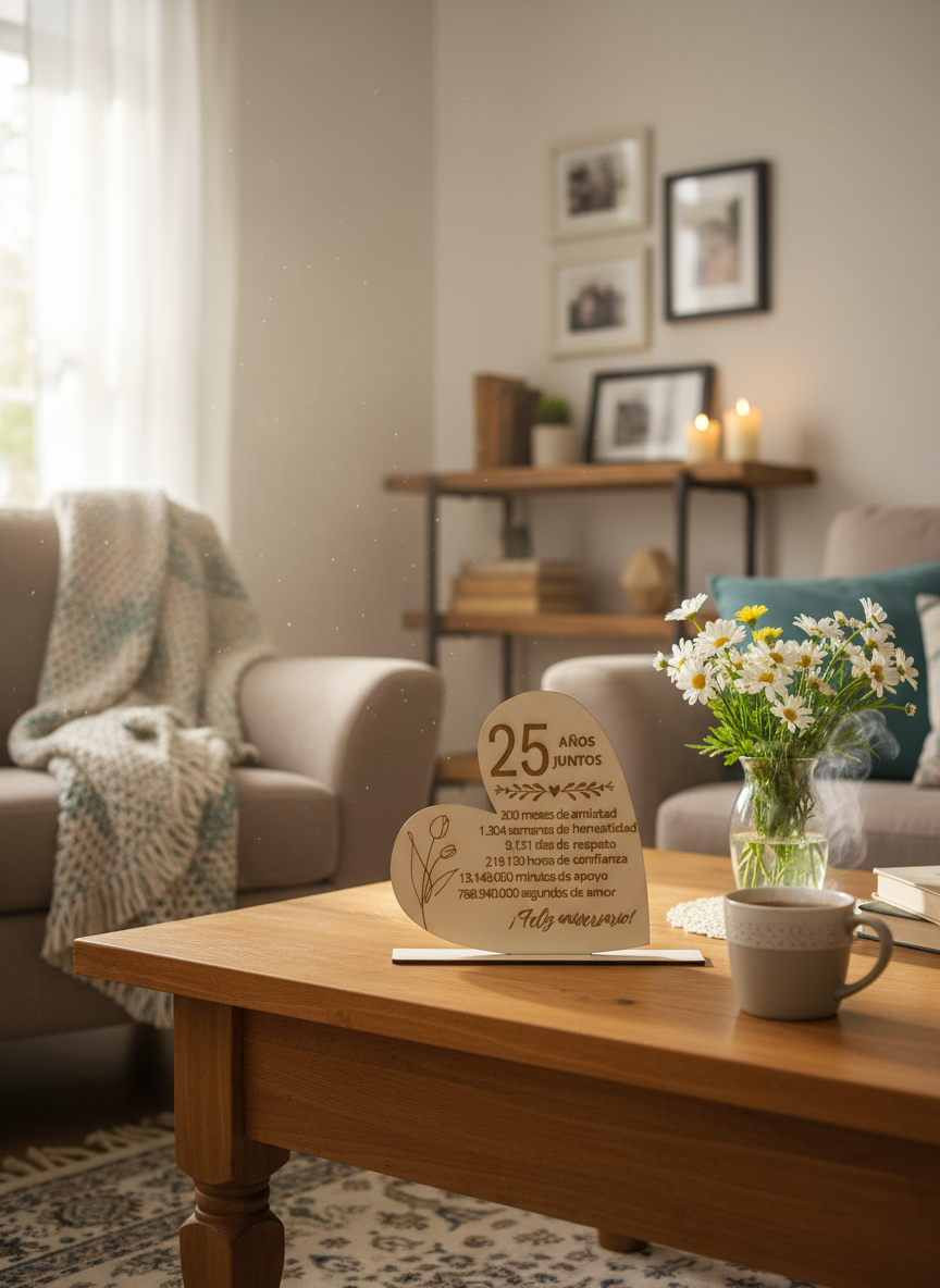 Placa corazón personalizado – dedicatoria para bodas de plata