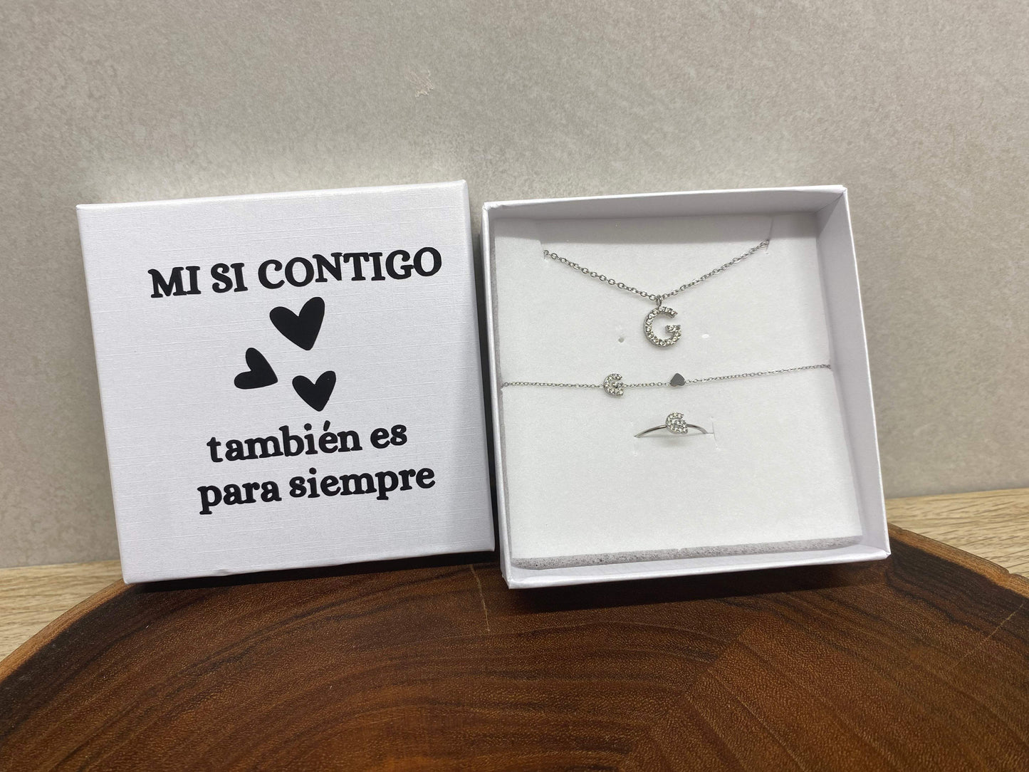 Conjunto de anillo, collar y pulsera - REGALA AMOR