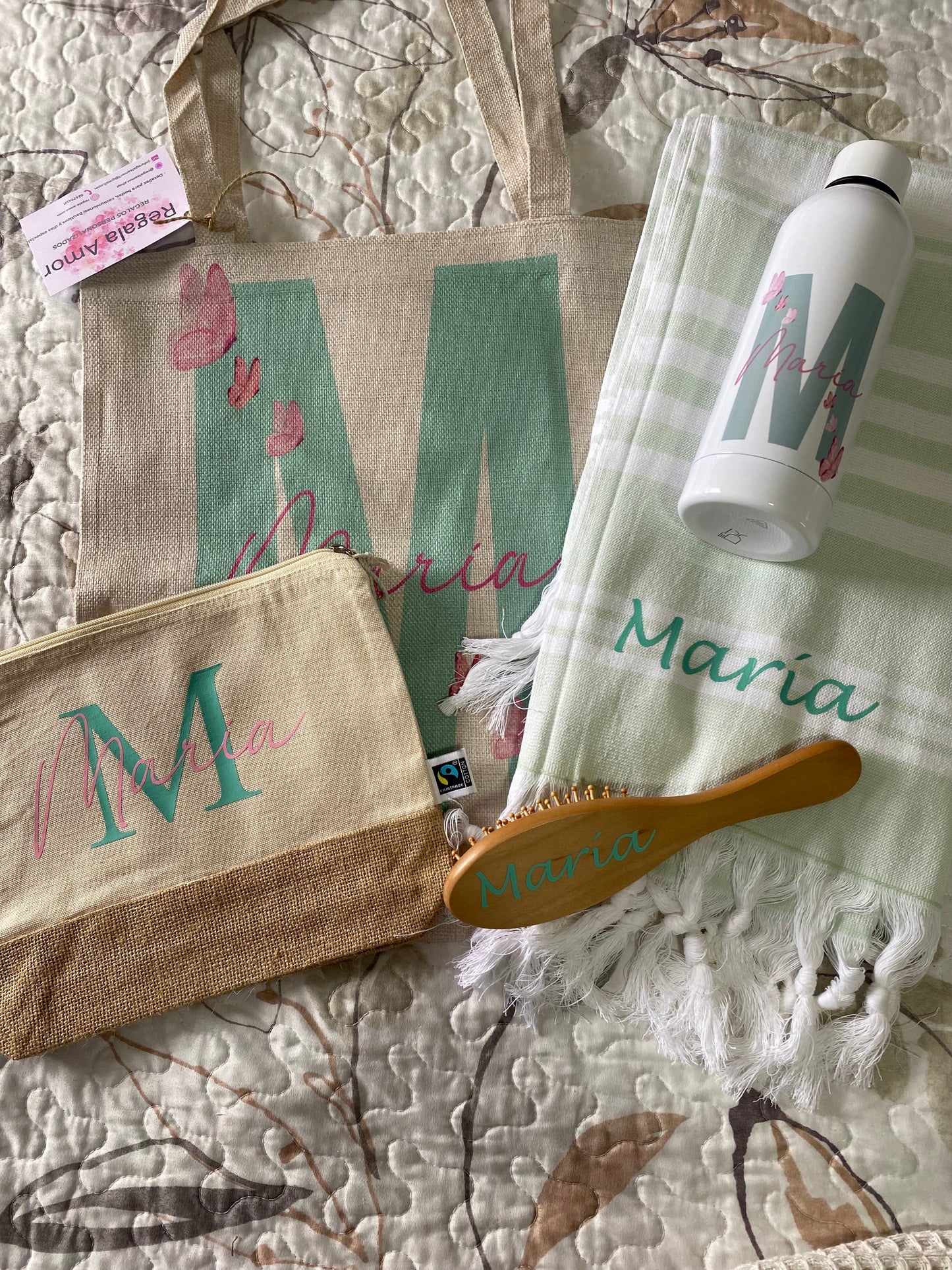 Pack verano tote Bag , toalla, cepillo botella y neceser personalizado