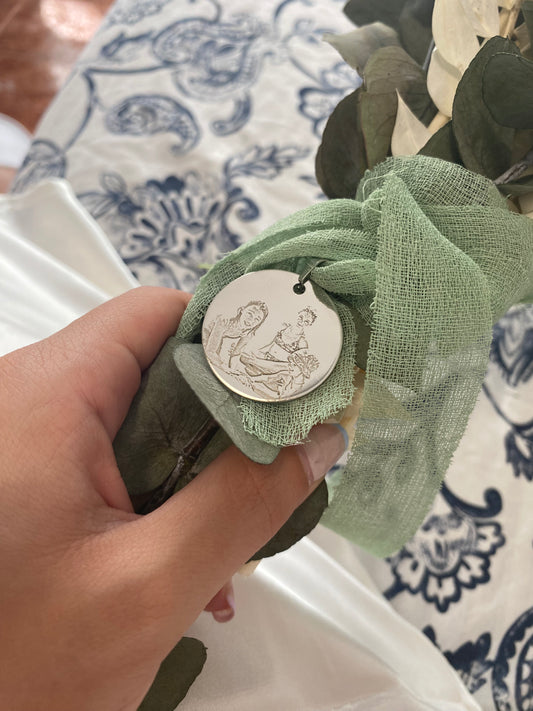 Medalla de ramo con foto – Recuerdo personalizado boda