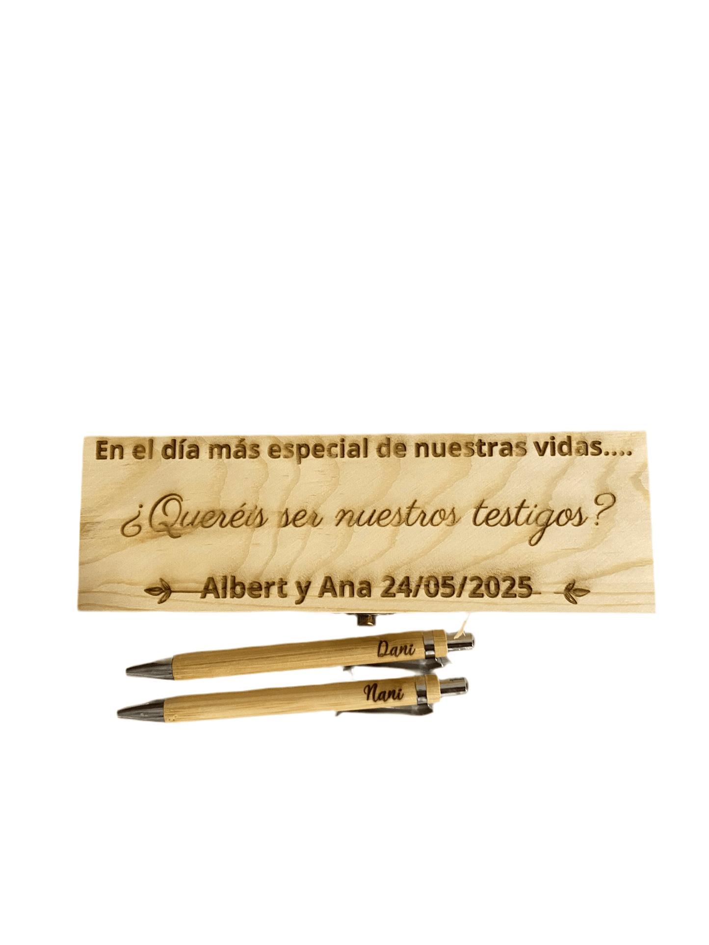 Caja madera con bolígrafo quieres ser mi testigo - REGALA AMOR