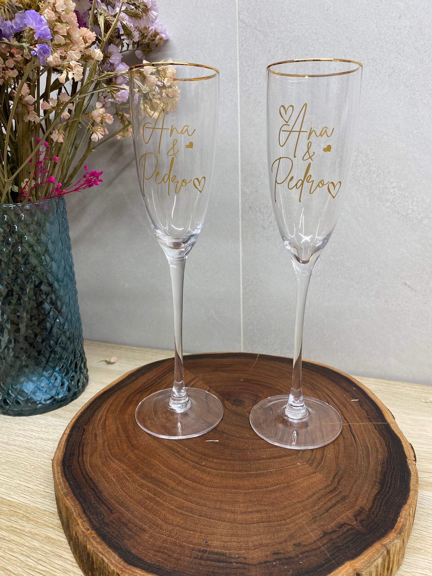 Copas de novios borde dorado - REGALA AMOR