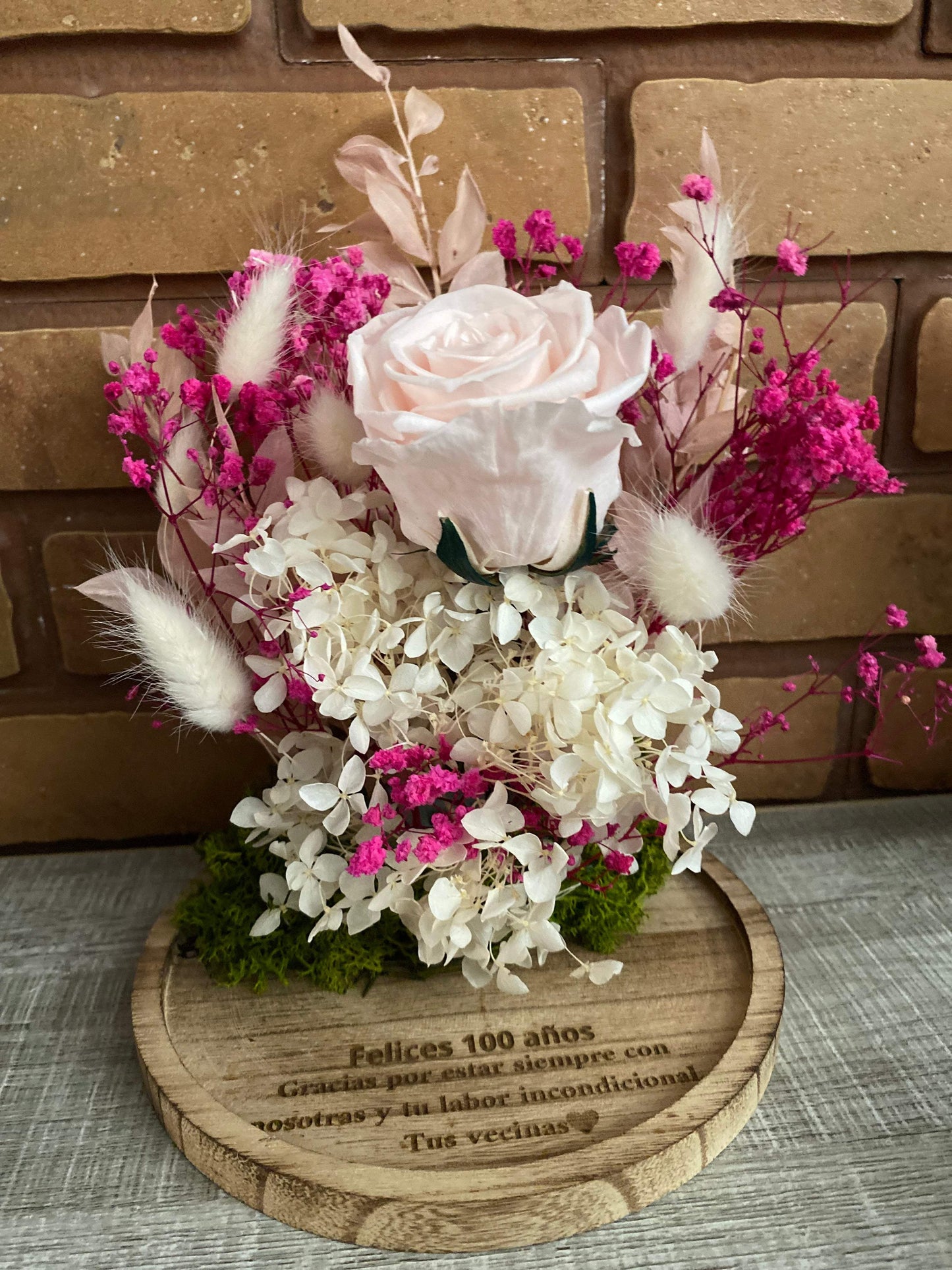 Cupula de flor preservada con rosa - REGALA AMOR