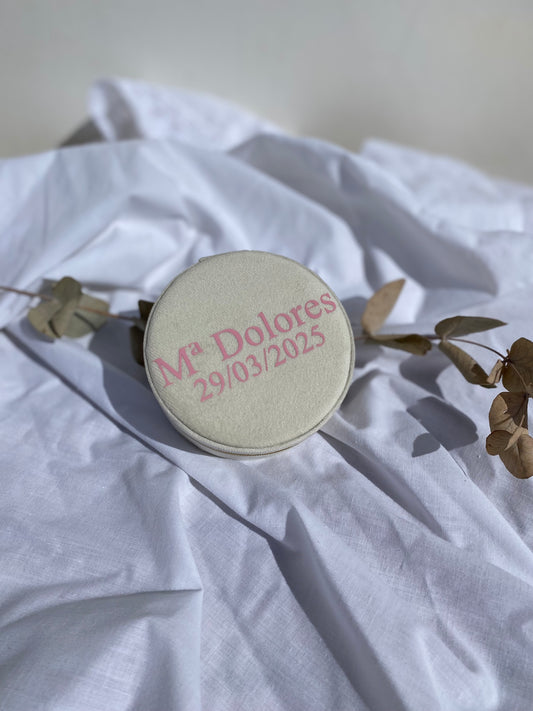 Joyero de terciopelo redondo novia – Organizador elegante y portátil