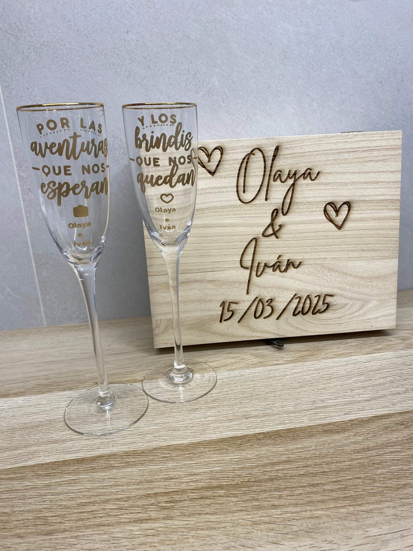 Caja para copas grabada - REGALA AMOR