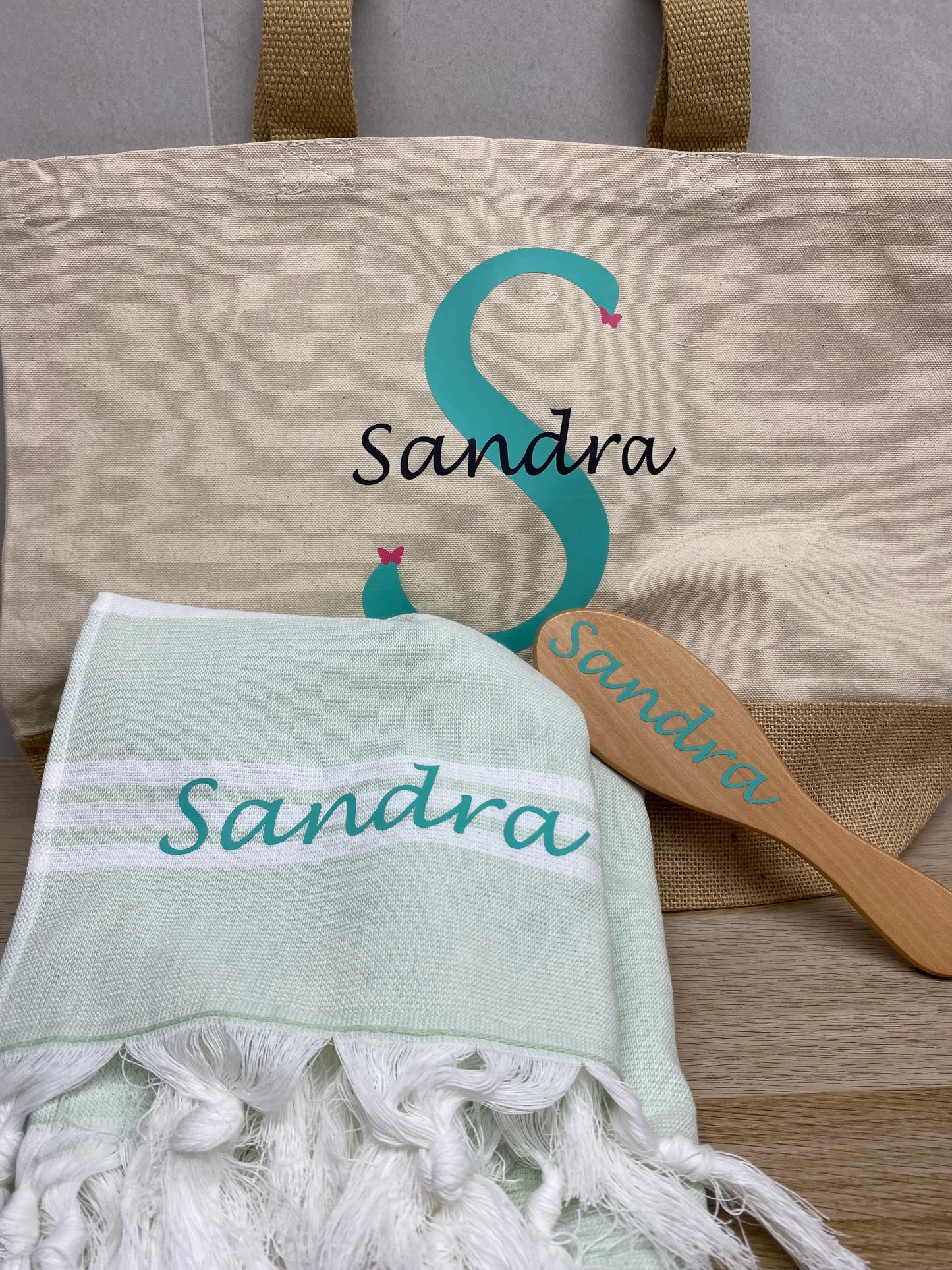 Pack verano bolsa, toalla y peine personalizado