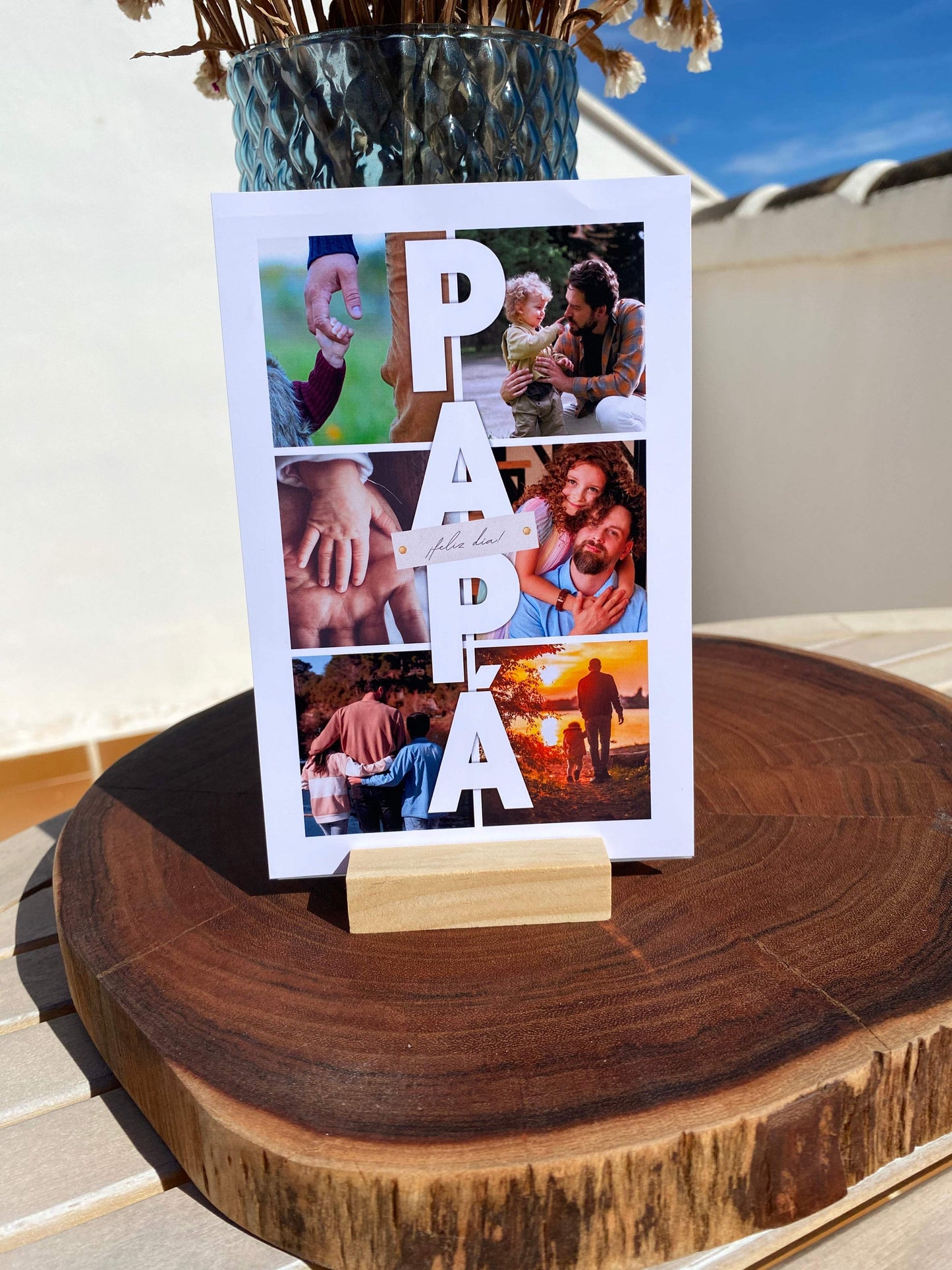 Placa con collage de fotos papa - REGALA AMOR