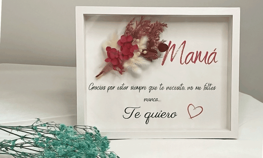CUADRO MAMA CON FLOR PRESERVADA - REGALA AMOR