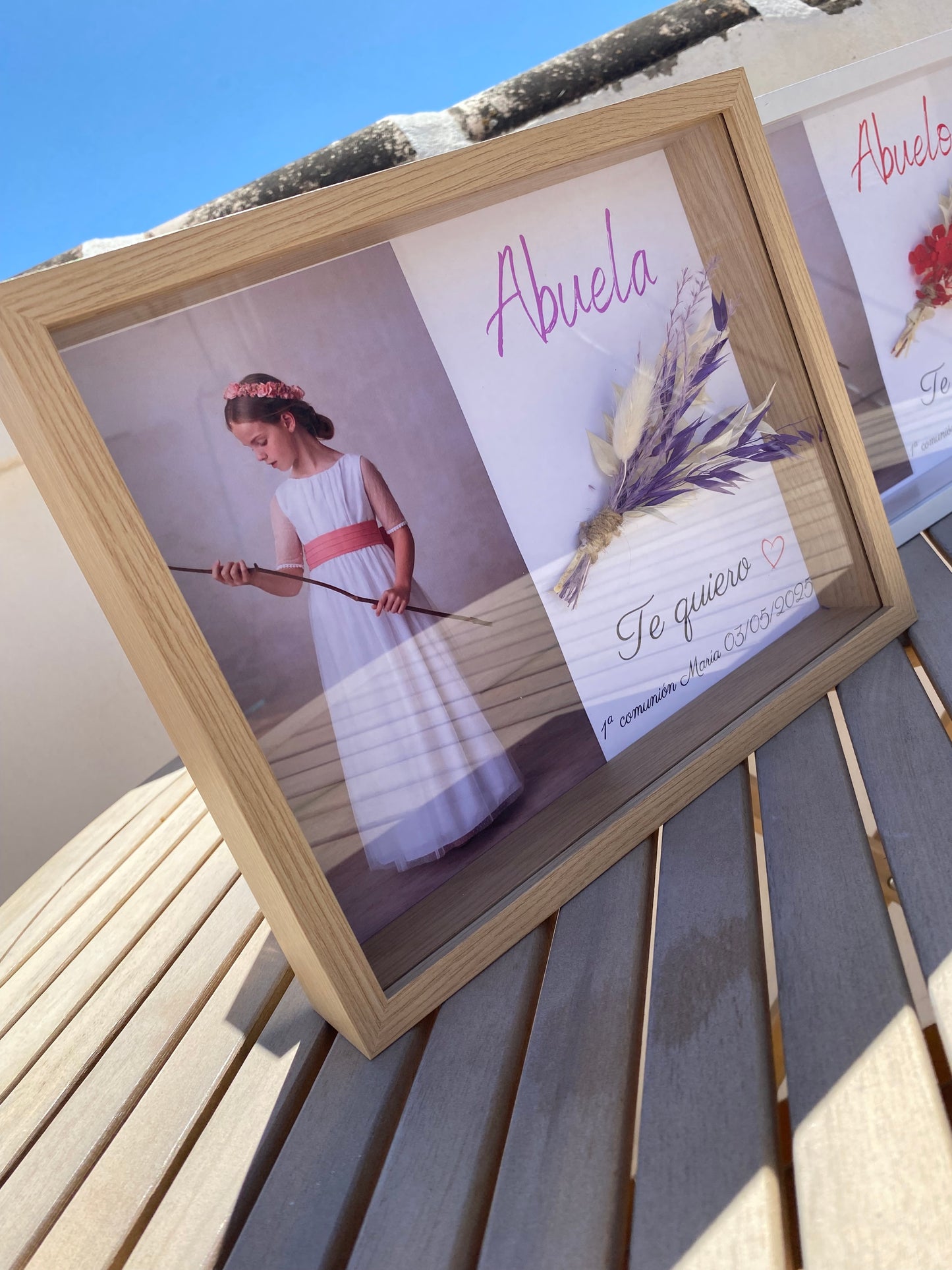 Marco con foto y flor preservada personalizada ❤️