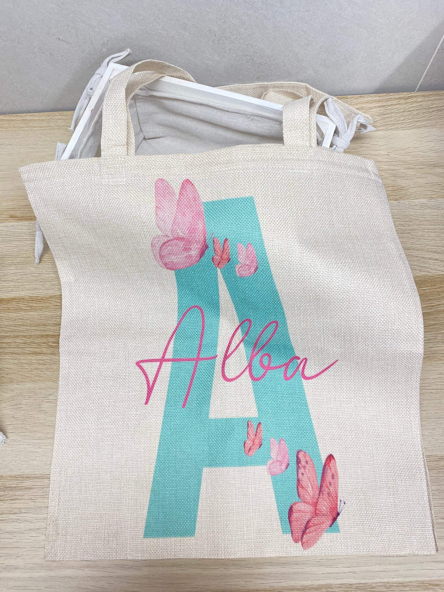 Tote bag verde agua con mariposas 🦋 - REGALA AMOR