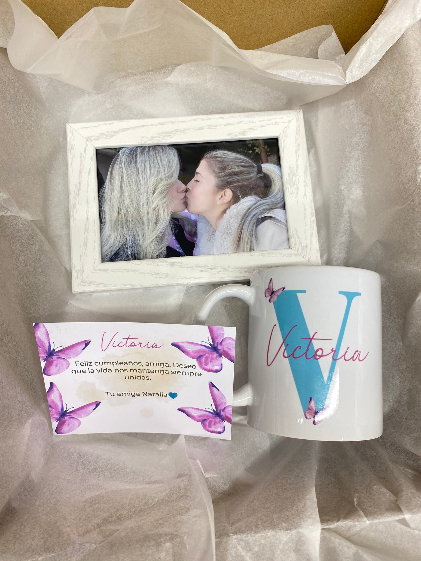 Caja con taza personalizada, foto + tarjeta personalizada - REGALA AMOR
