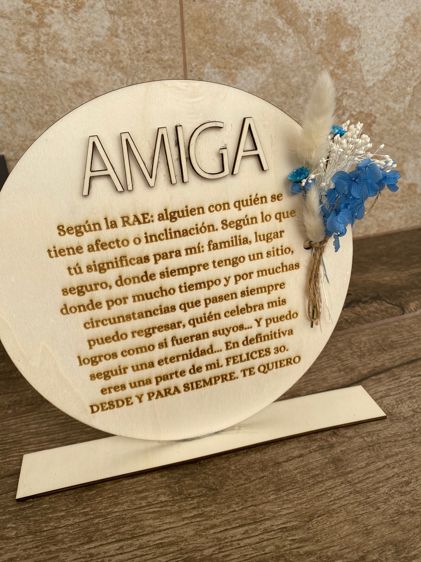 Placa dedicatoria amiga
