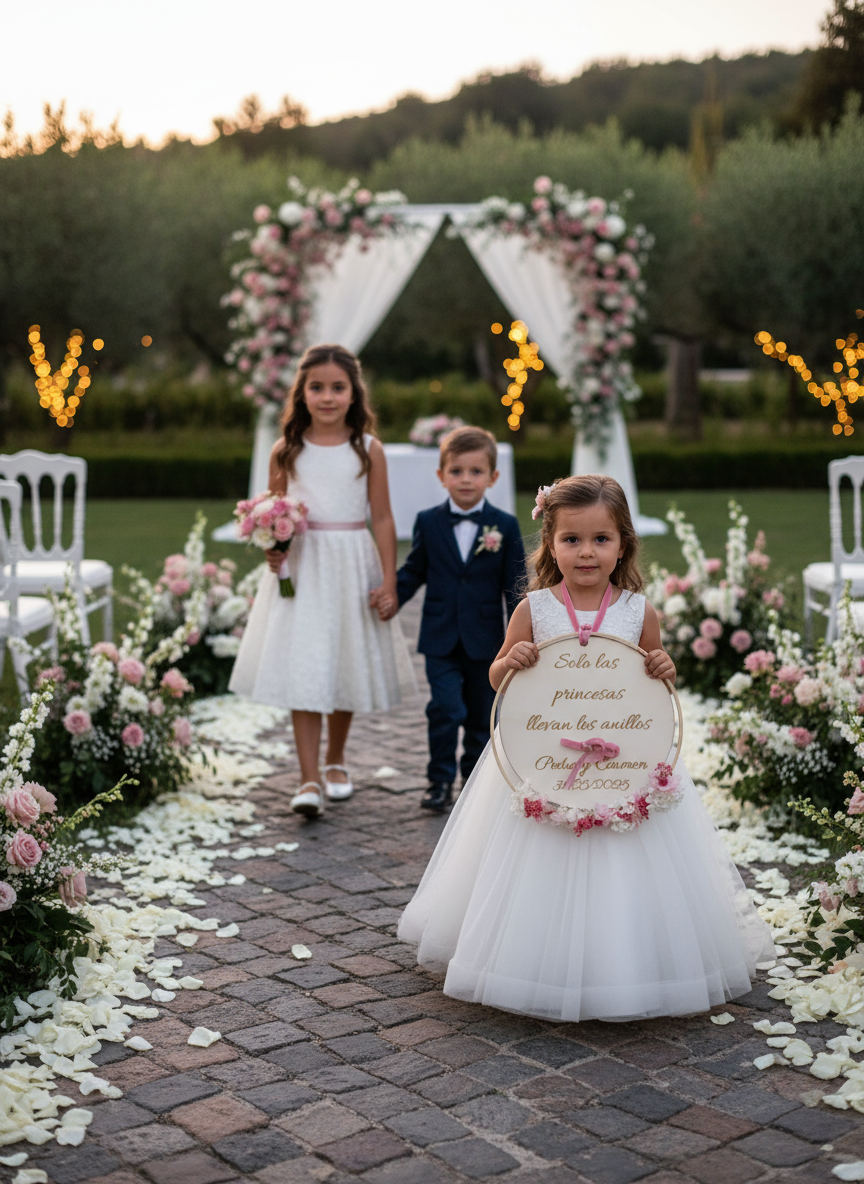 Porta alianzas con flor preservada rosita