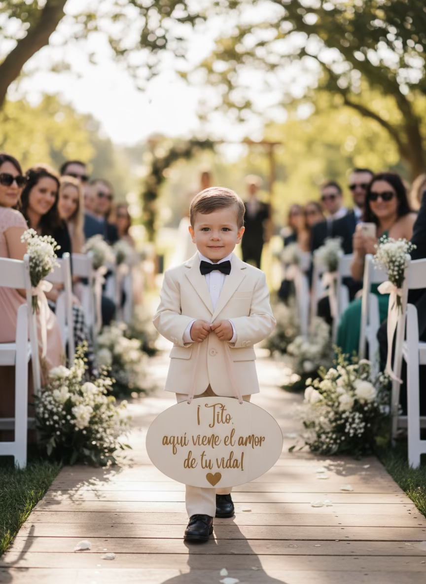 Cartel “Tito, aquí viene el amor de tu vida” – Para pajes de boda