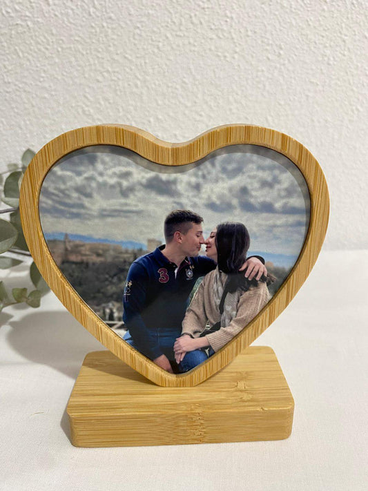 Marco bambú corazón con imán - REGALA AMOR