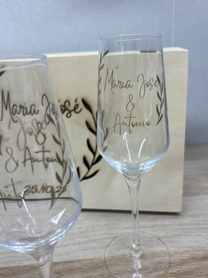 Copas de Novios Personalizadas + Caja “Novios”