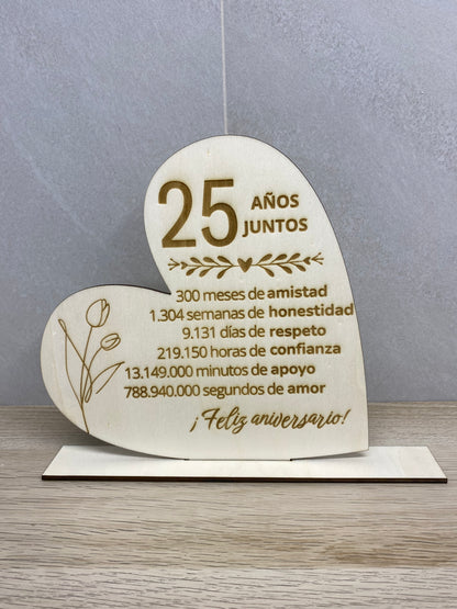 Placa dedicatoria forma corazón ❤️