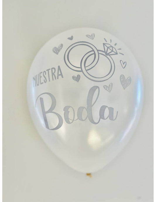 Globo Nuestra Boda Blanco Perla