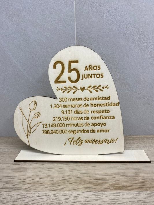 Placa dedicatoria forma corazón ❤️