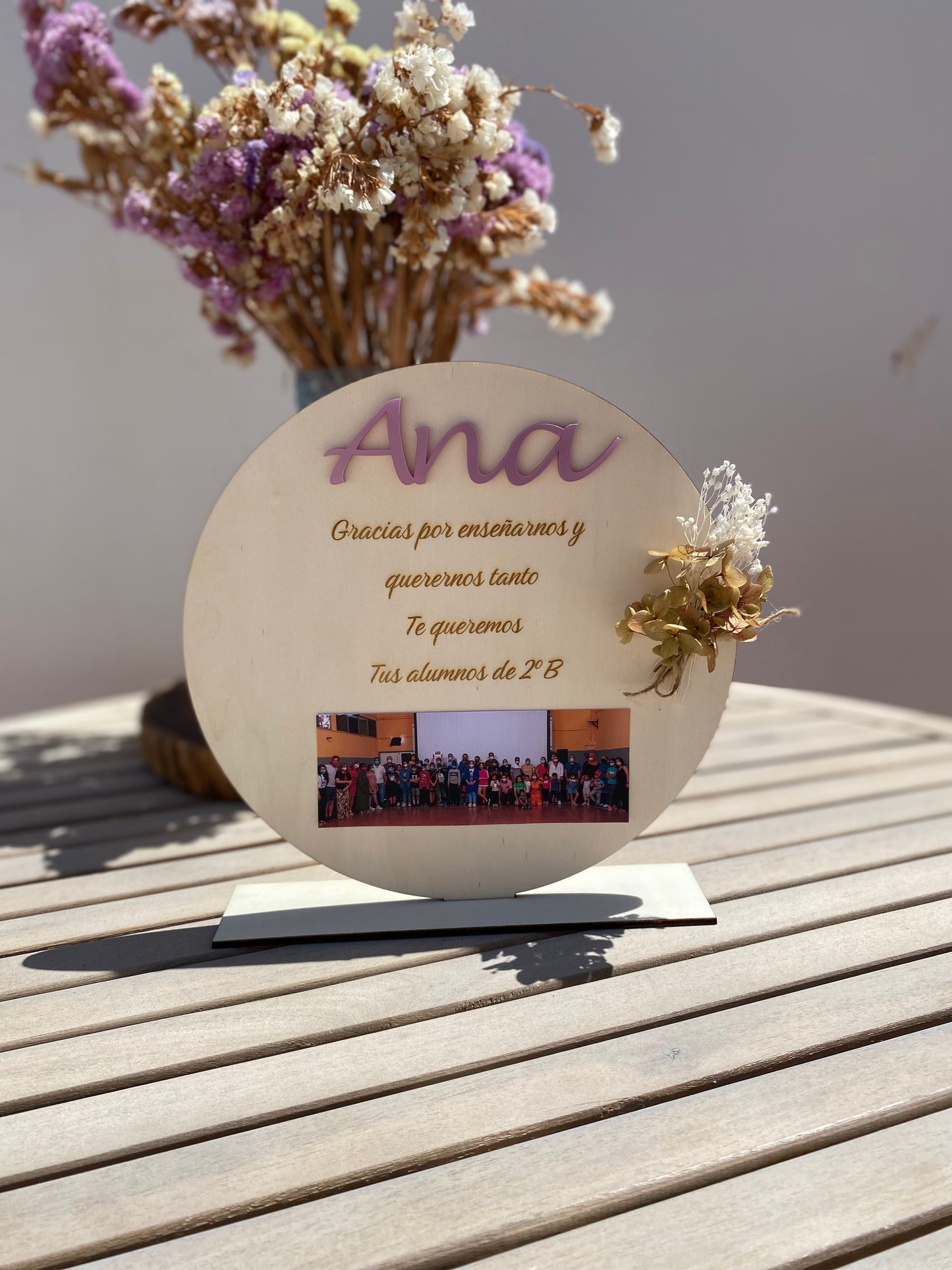 Placa personalizada con foto y dedicatoria para profesora – regalo emotivo y único