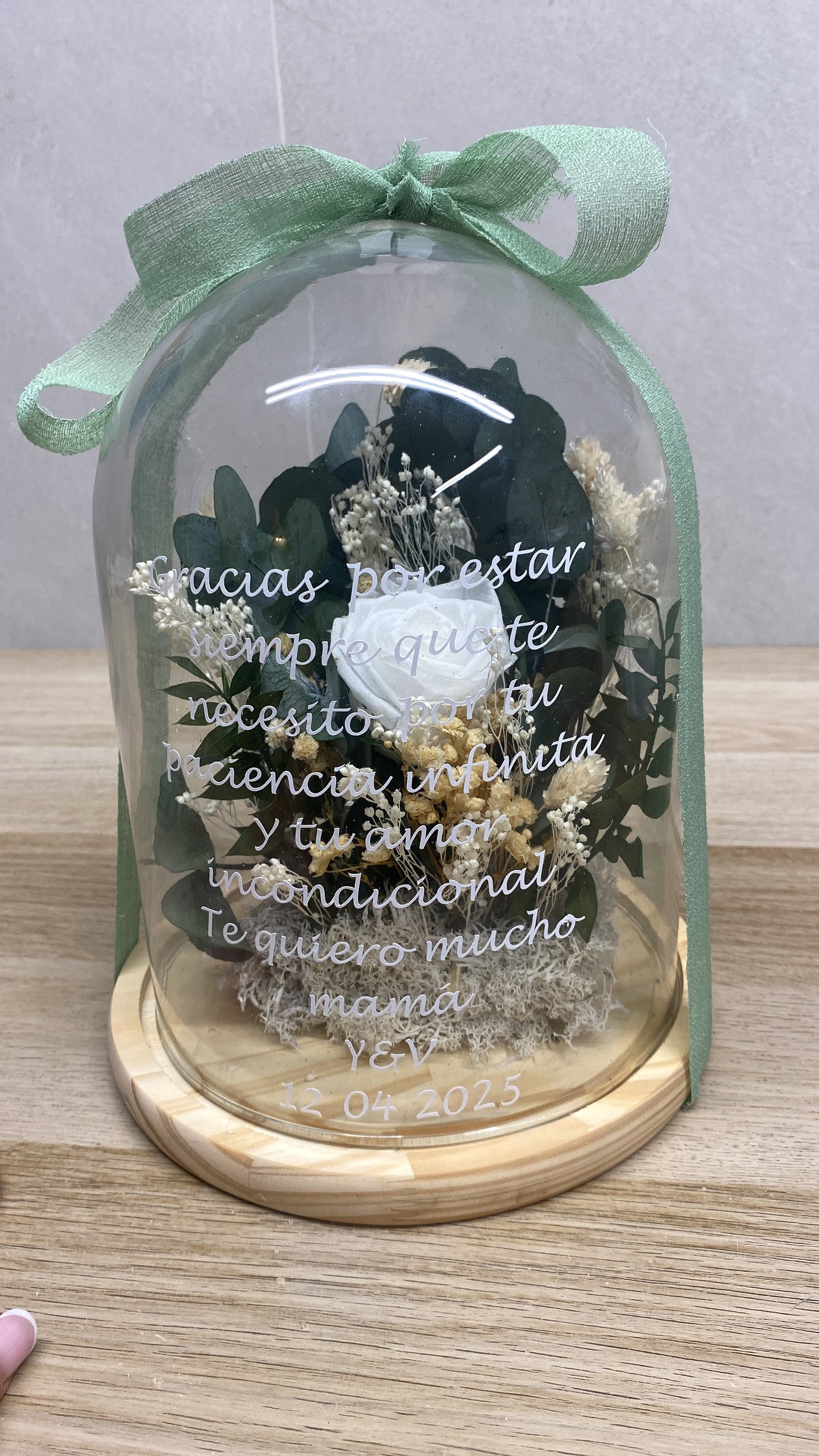 Cúpula de flor preservada eucalipto