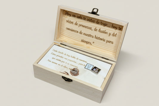Caja de Madera Personalizada + Gemelos con Fotografía