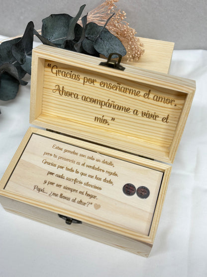 Caja papa con gemelos personalizados