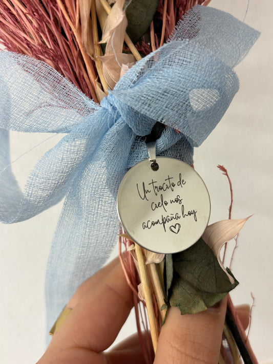 Medalla ramo de novia personalizada un trocito de cielo nos acompaña hoy