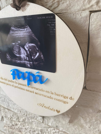 Placa dedicatoria papa, con ecografía - REGALA AMOR