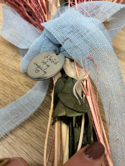 Medalla ramo de novia personalizada un trocito de cielo nos acompaña hoy