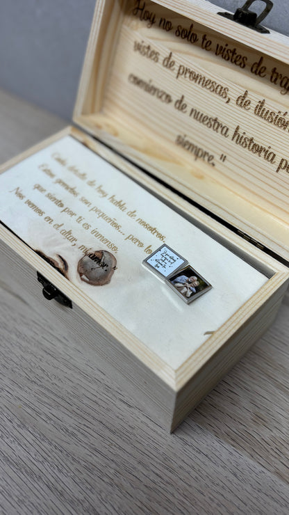 Caja de Madera Personalizada + Gemelos con Fotografía