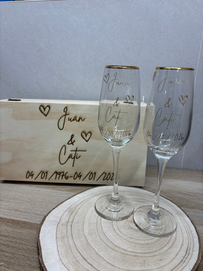 Copas y Caja Personalizada — Bodas de Oro