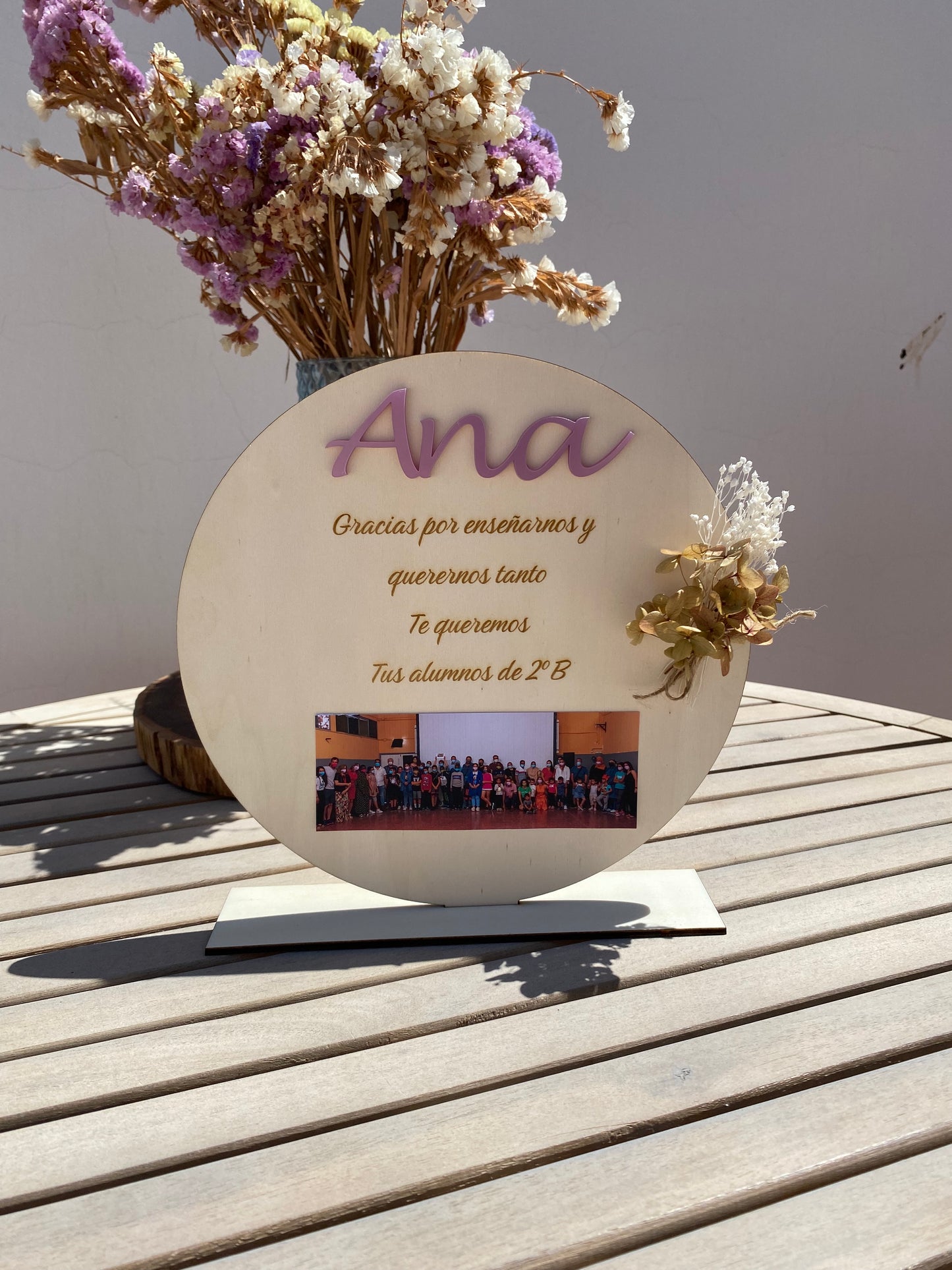 Placa personalizada con foto y dedicatoria para profesora – regalo emotivo y único