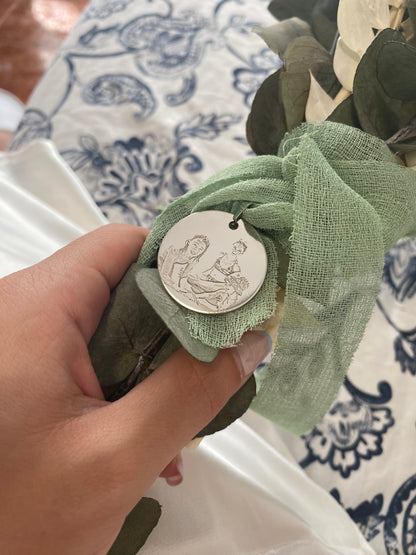 Medalla de ramo con foto – Recuerdo personalizado boda