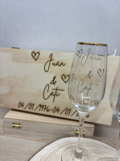 Copas y Caja Personalizada — Bodas de Oro