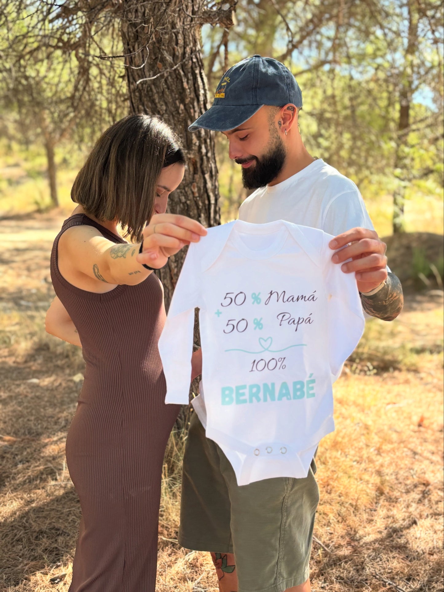 Body bebé personalizado 50% mamá + 50% papá – Regalo original y divertido