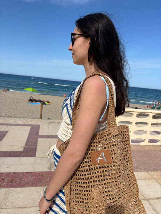 Pack verano bolsa y neceser bordado con inicial