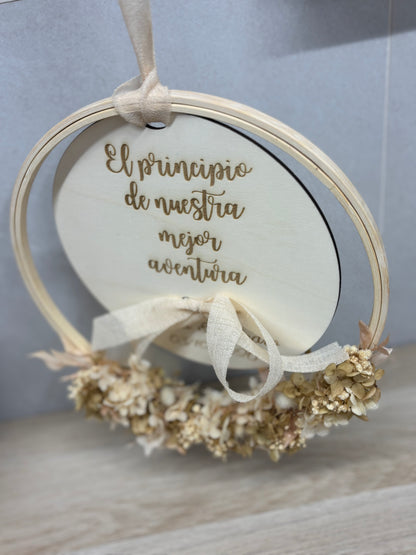 Porta alianzas flores beig