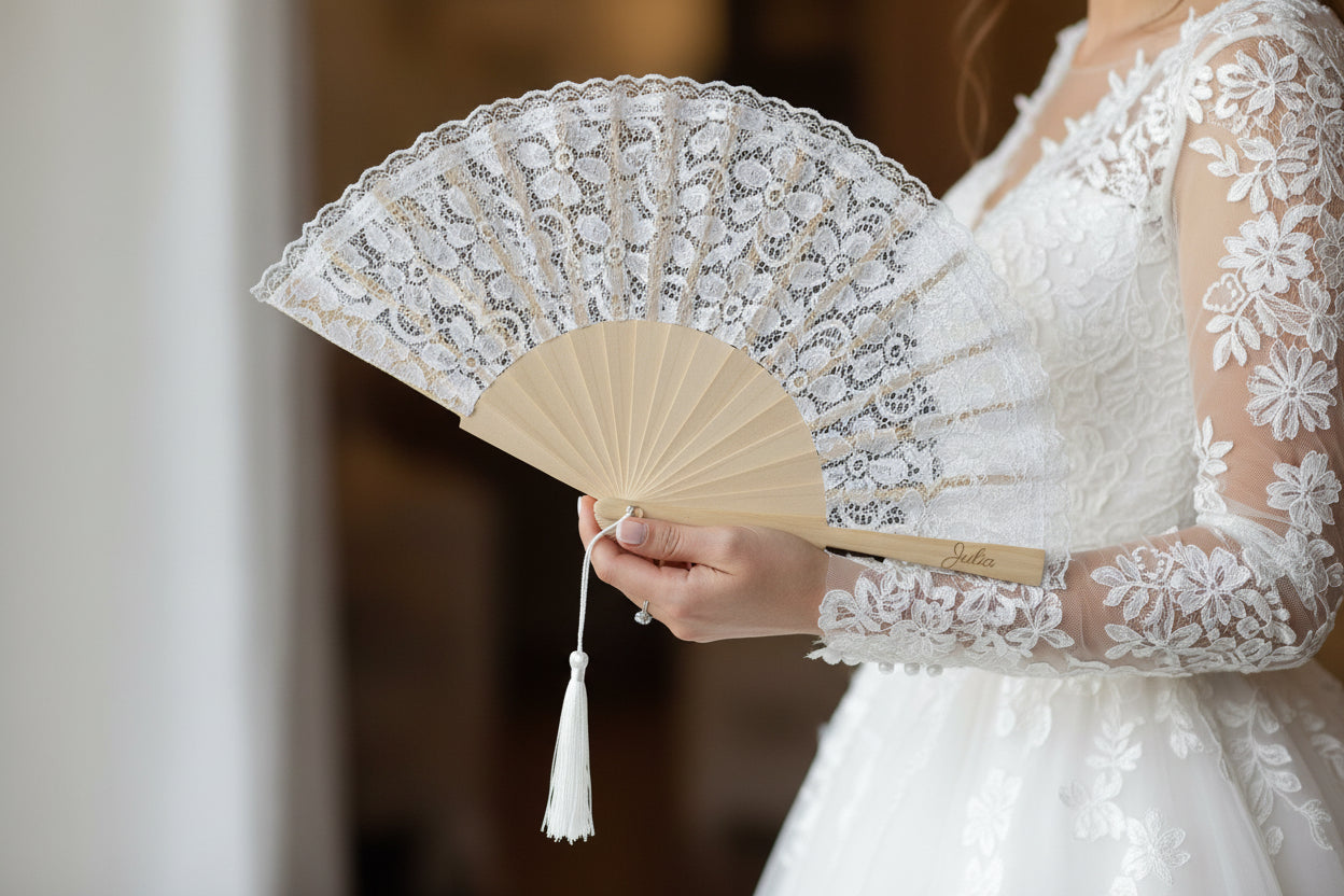 Abanico de novia grabado - REGALA AMOR