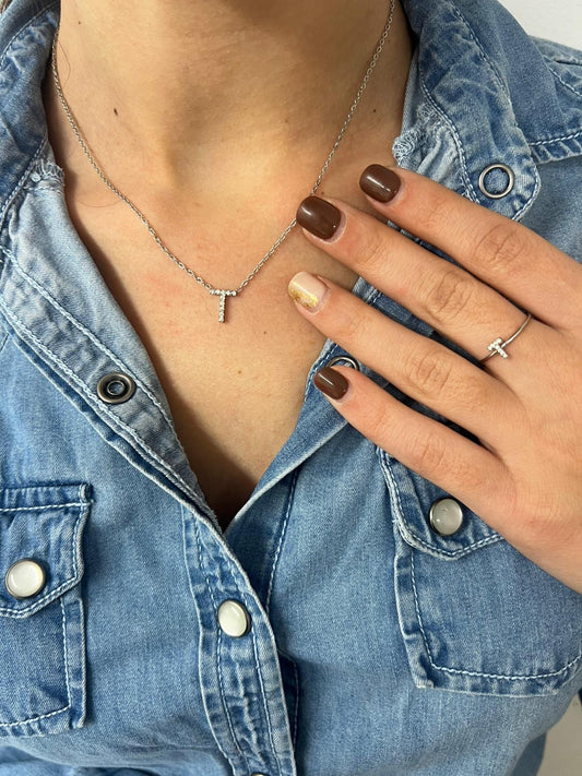 Conjunto collar, pulsera y anillo inicial