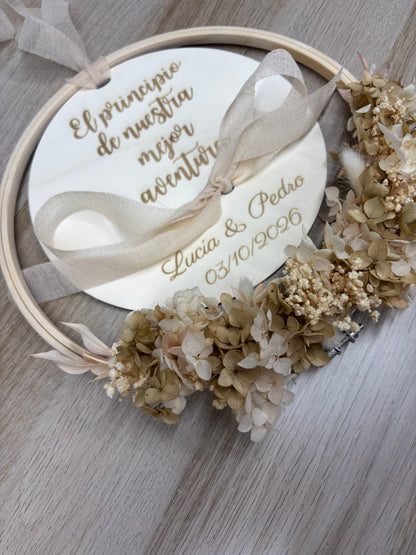 Porta alianzas flores beig