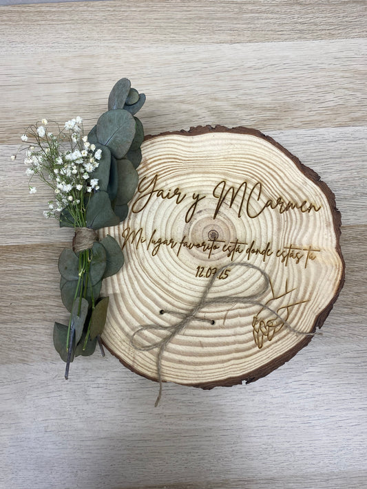 Porta Alianzas de Madera Personalizado – Boda | Regala Amor
