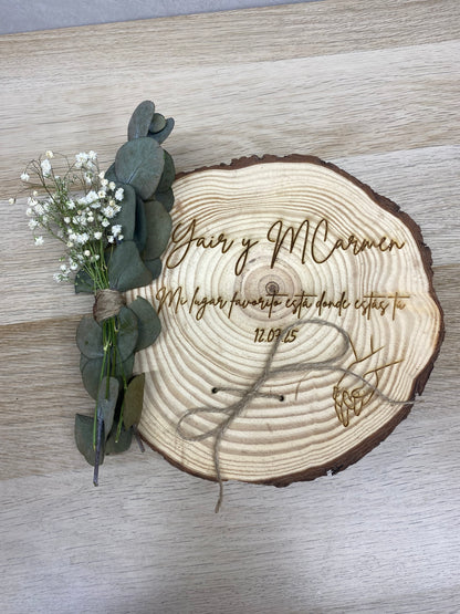Porta Alianzas de Madera Personalizado – Boda | Regala Amor