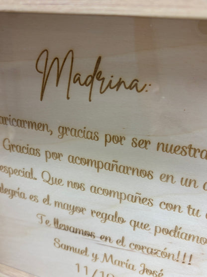 Cuadro personalizado en madera con flor preservada | Regalo decorativo