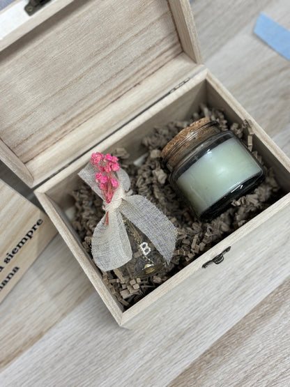 Regalo Boda Hermana – Caja Madera con Collar y Vela Personalizado