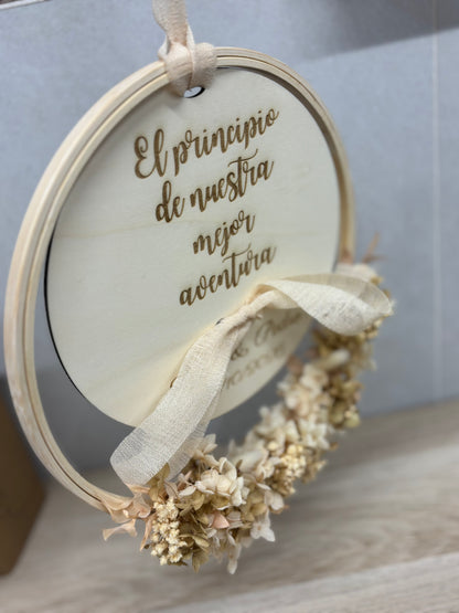 Porta alianzas flores beig