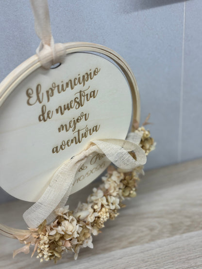 Porta alianzas flores beig