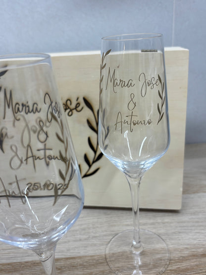 Copas de Novios Personalizadas + Caja “Novios”