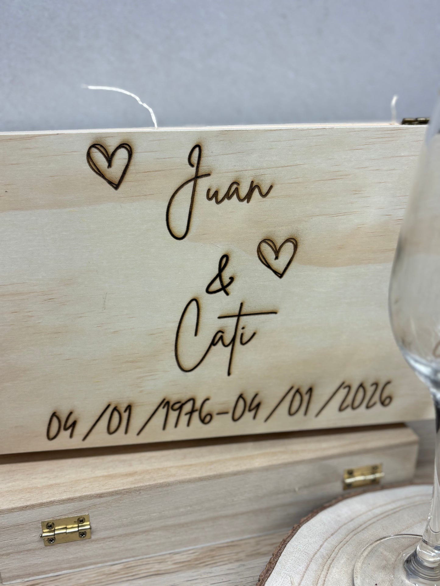 Copas y Caja Personalizada — Bodas de Oro
